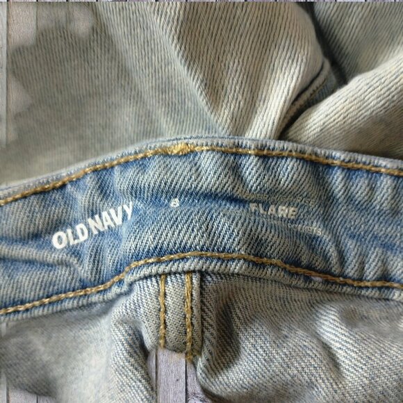 Old Navy Flare Women's Size 8 Raw Hem Light Blue Denim Jeans READ - Picture 6 of 7